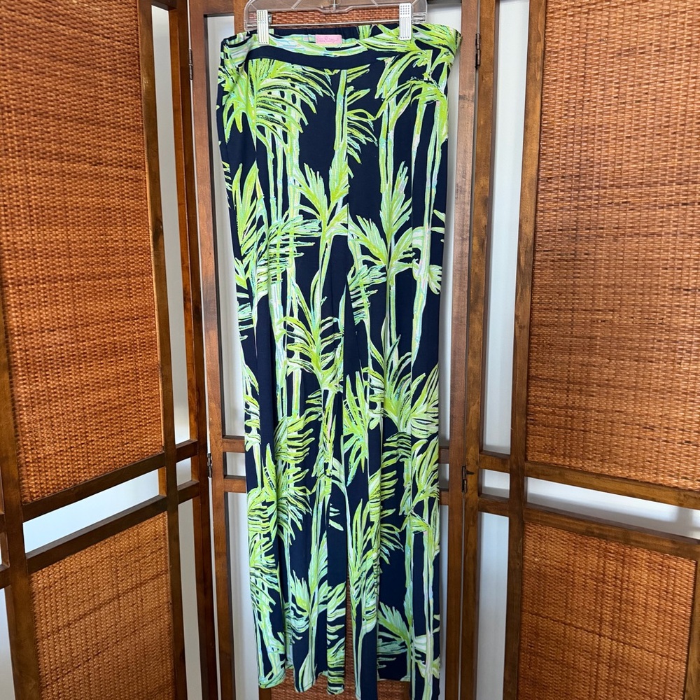 Lilly Pulitzer silk Lara big bam pattern wide leg pants size medium
